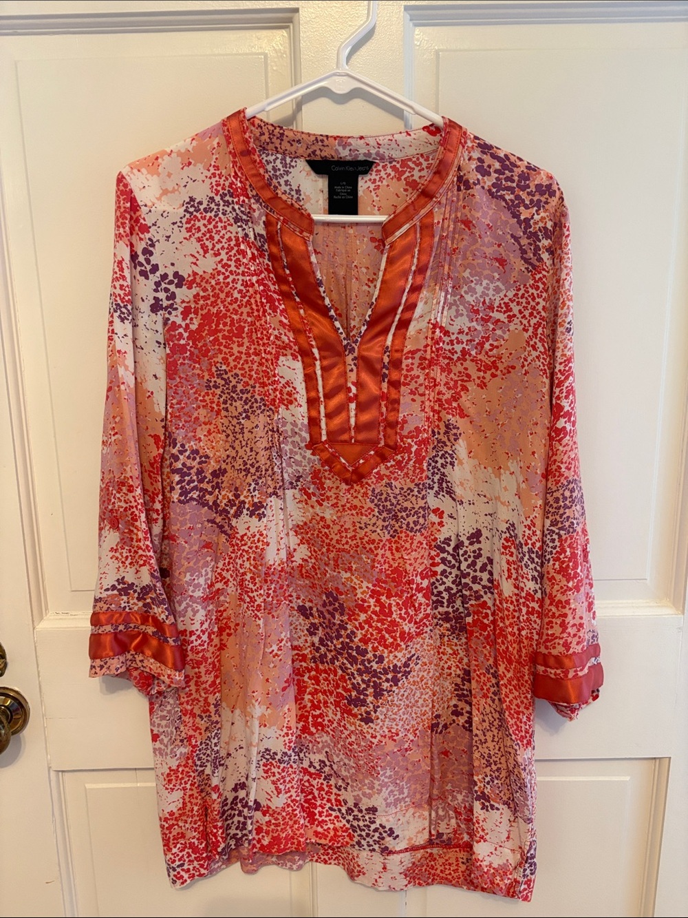 Calvin Klein Jeans Coral and Purple Printed Tunic Top